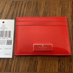 Kate Spade Bridget Patent Cardholder in Bright Red With Dust Bag, NWT